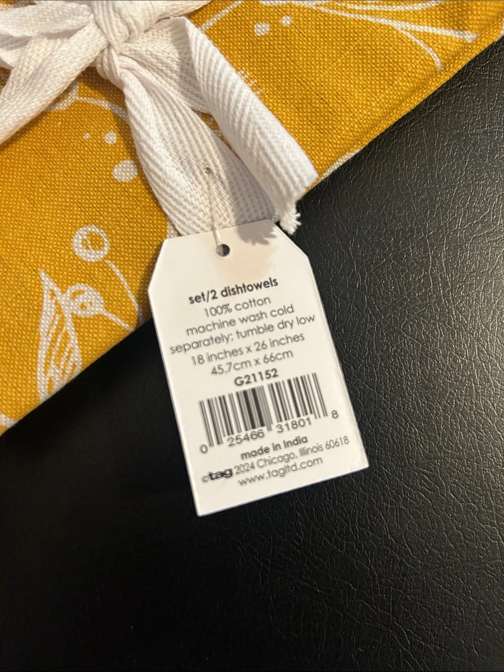 NWT Tag Yellow Bird Cotton Dishtowels, Set of 2